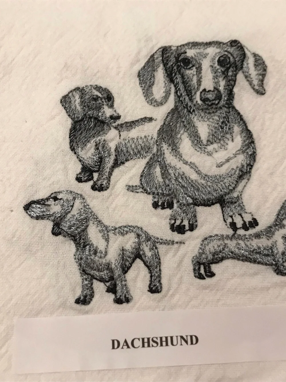 Dachshund Machine Embroidered Dish Towel
